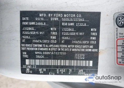 2010 Ford Transit Connect Xlt from USA, damaged, VIN NM0LS6BN1AT031550